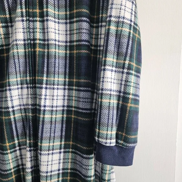 Children's Place Adult Buffalo Plaid Fleece One Piece Medium Pajama Set - Picture 10 of 11